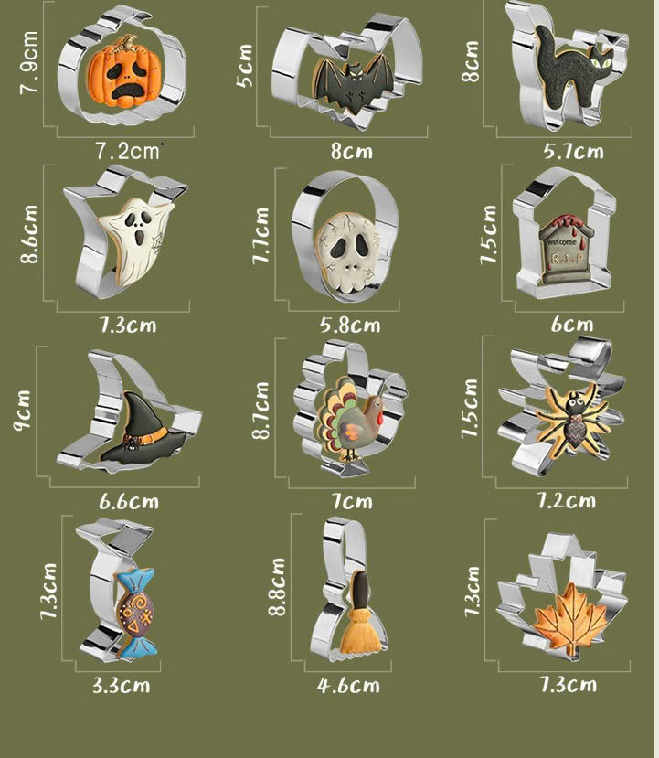 Bộ nhấn cutter 12 hình Halloween cao 2.5cm