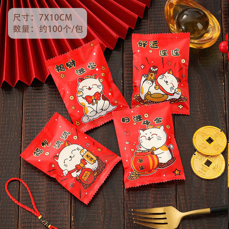 Túi hàn 7x10cm mèo may mắn - 100 túi