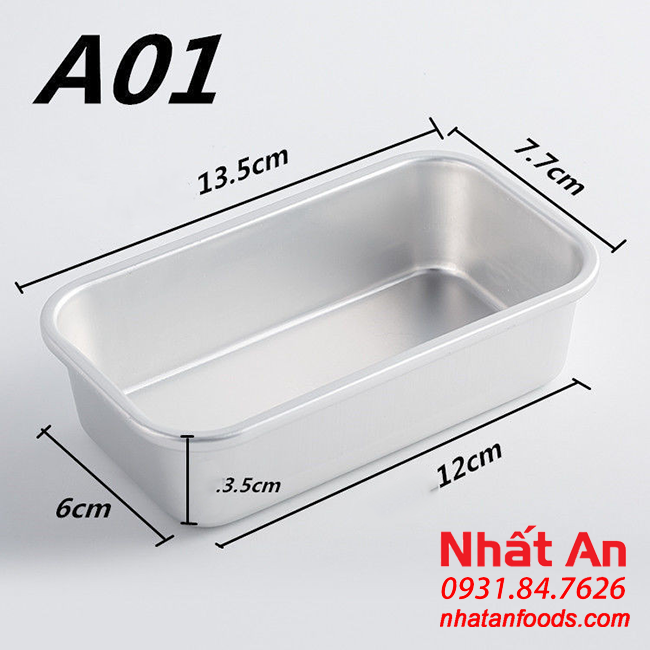 Khuôn nhôm nướng bánh hình chữ nhật A01