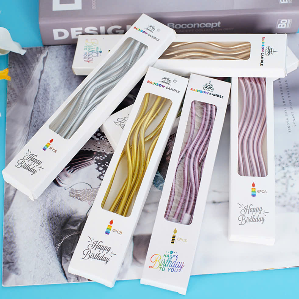 Nến xoắn dài nhũ vàng 15.5cm