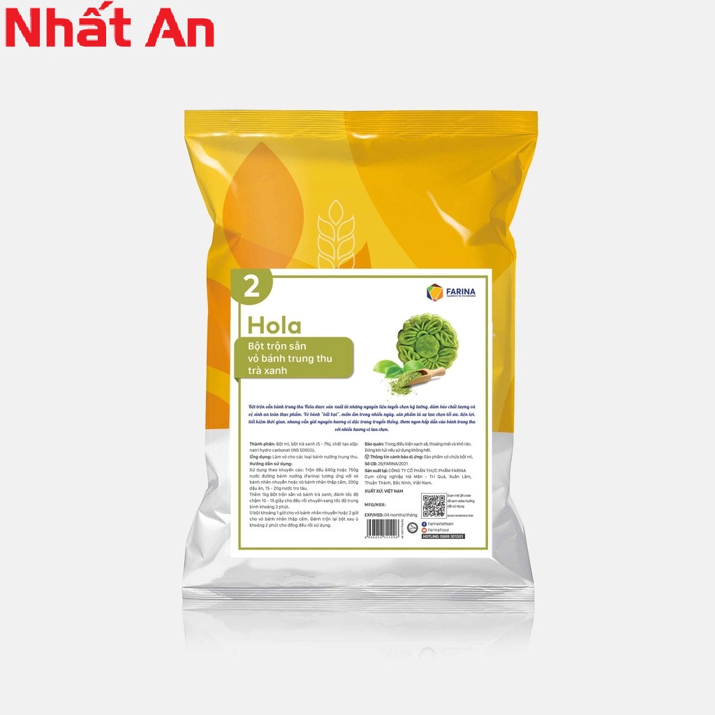 Bột trộn sẵn vỏ bánh trung thu Trà xanh Hola Farina 1kg