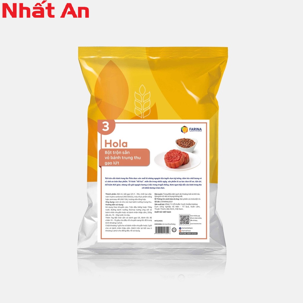 Bột trộn sẵn vỏ bánh trung thu Gạo lứt Hola Farina 1kg