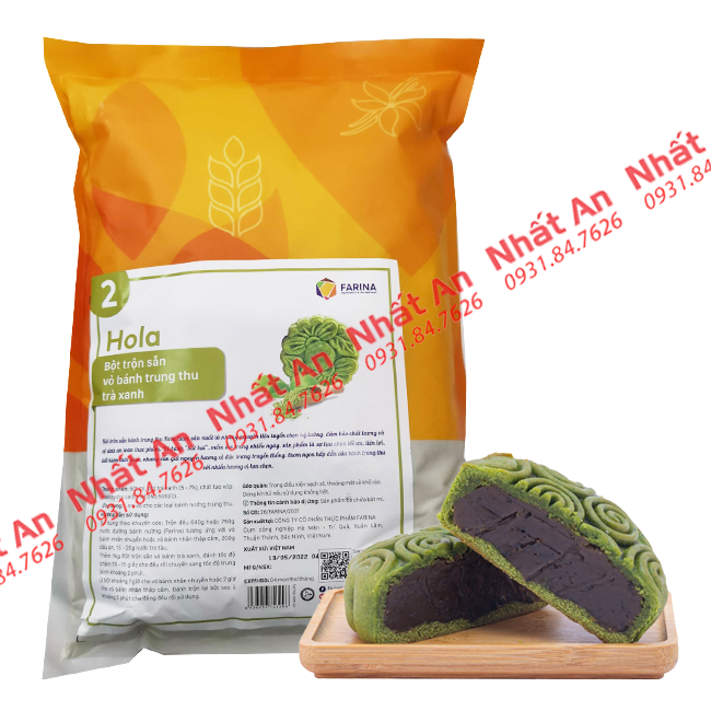 Bột trộn sẵn vỏ bánh trung thu Trà xanh Hola Farina 1kg
