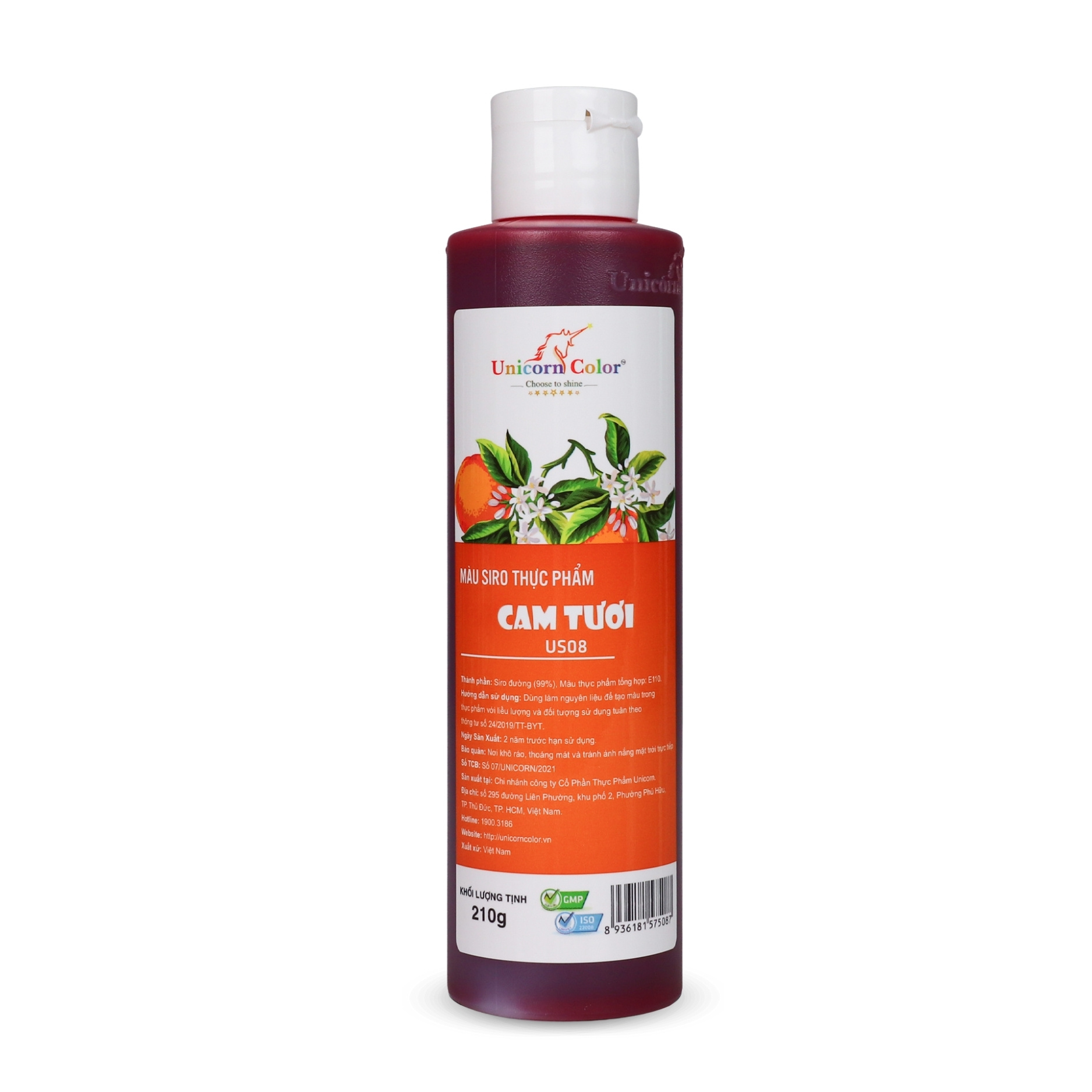 Màu nước cam tươi unicorn 210gr