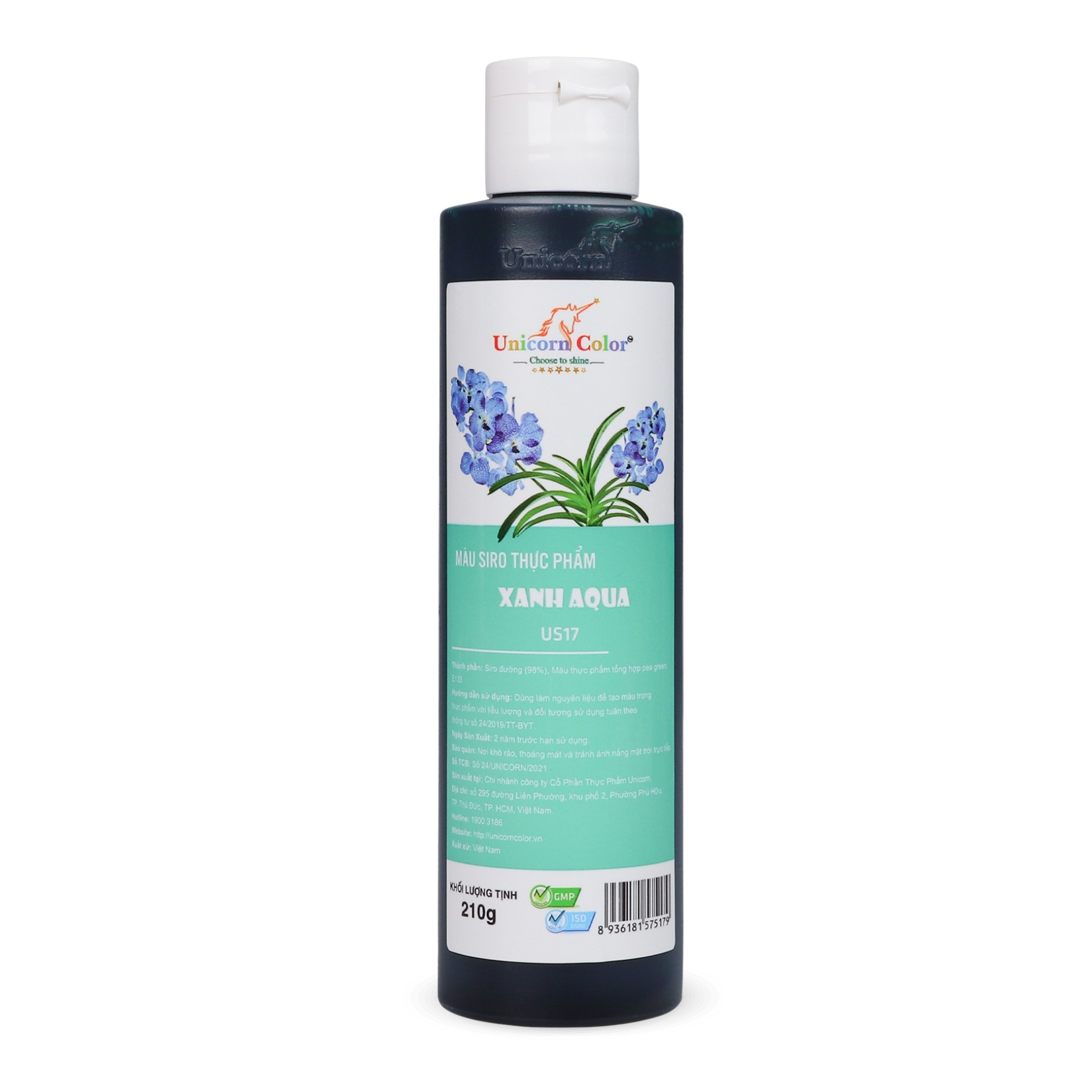 Màu nước xanh aqua unicorn 210gr
