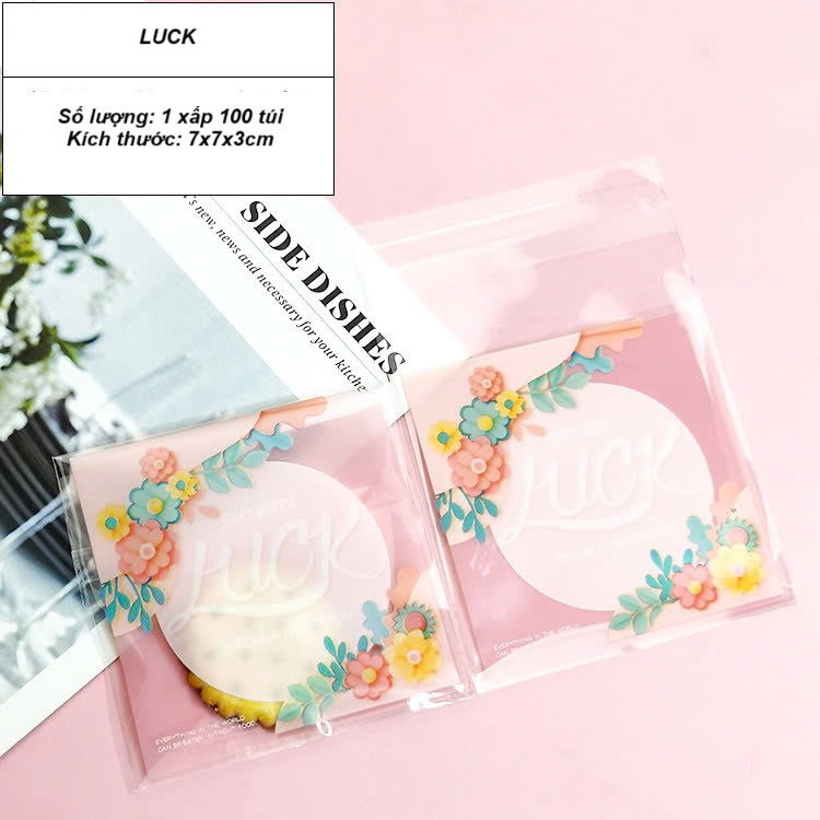 Túi dán đựng bánh kẹo Luck 7x7cm