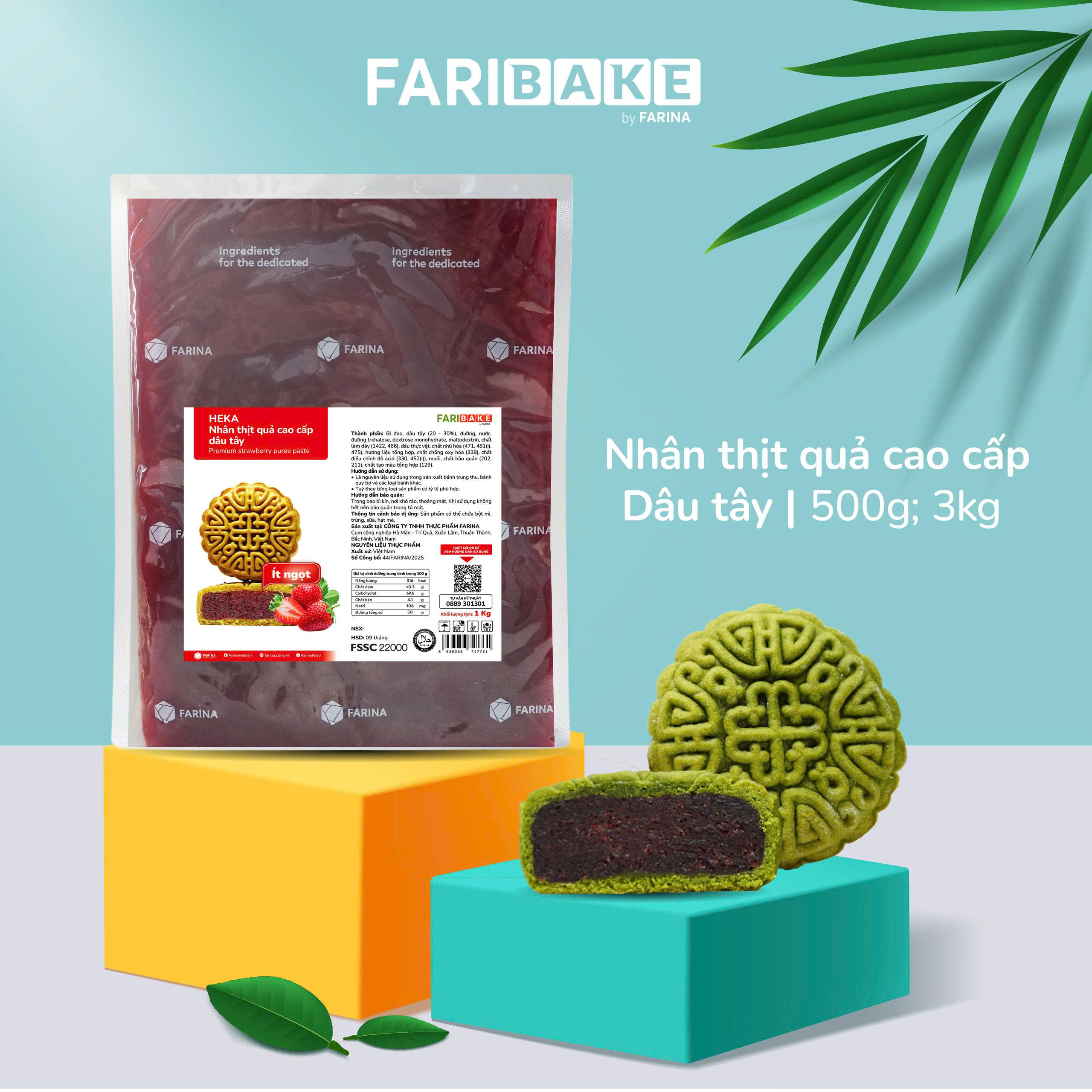 Nhân trung thu Dâu tây cao cấp HEKA FARINA 500gr