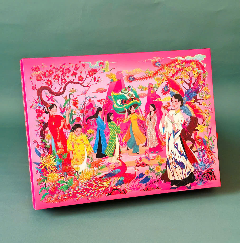 Hộp Tết Ép Kim Sang Trọng Du Xuân 6H