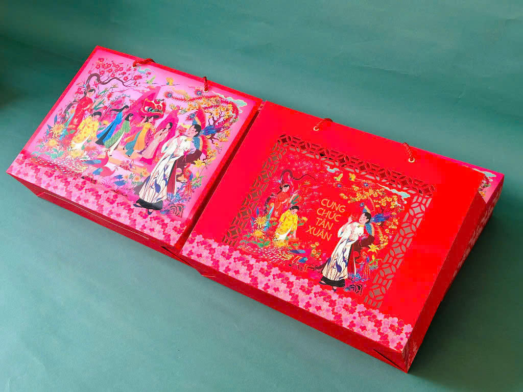 Hộp Tết Ép Kim Sang Trọng Du Xuân 6H
