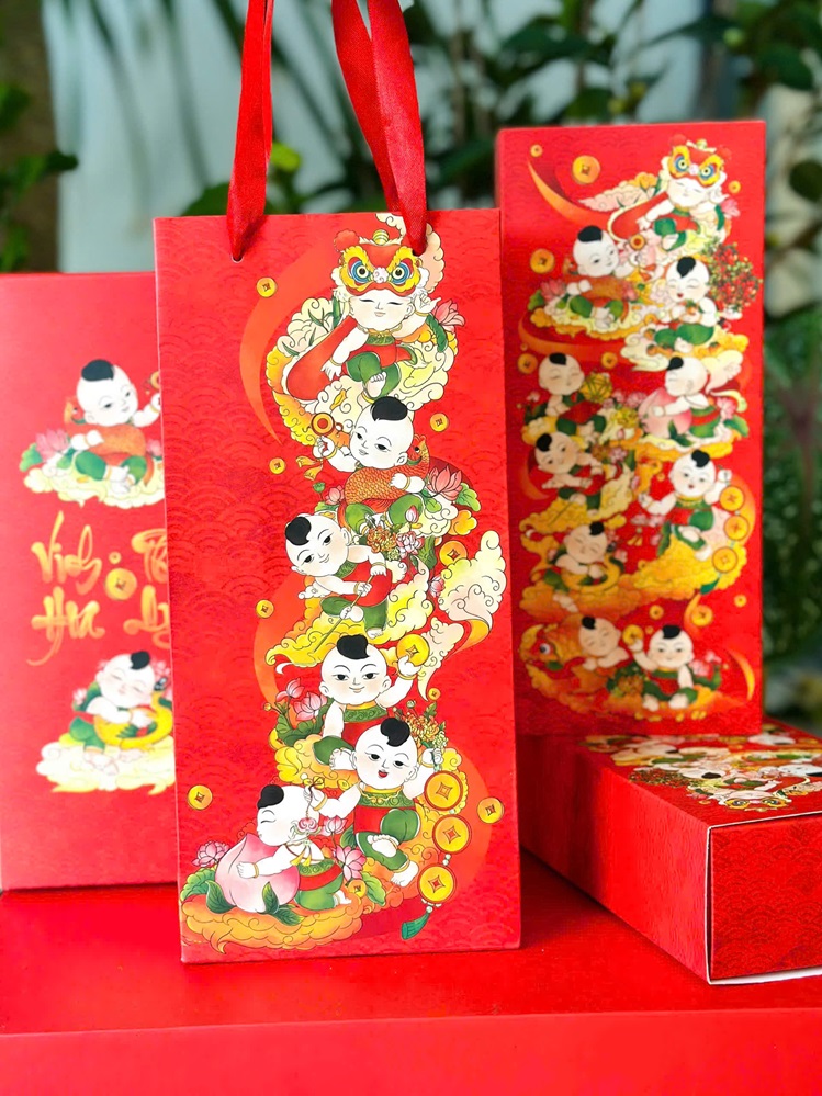 Hộp Tết Hộp Bánh Dứa Đông Hồ