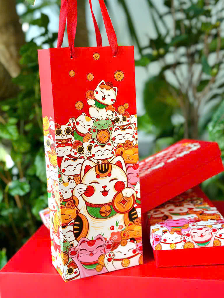 Hộp Tết Hộp Bánh Dứa Mèo May Mắn