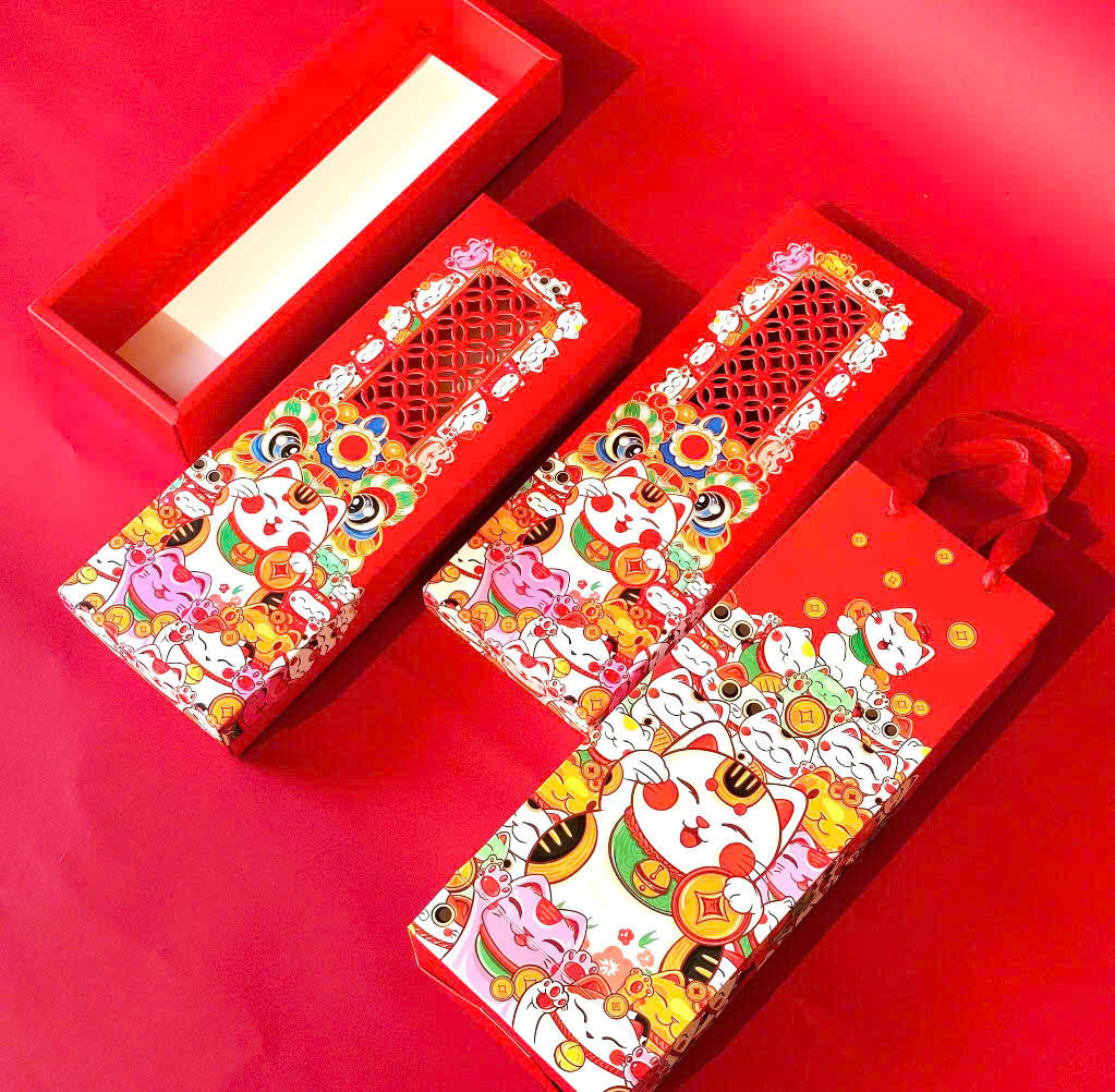 Hộp Tết Hộp Bánh Dứa Mèo May Mắn