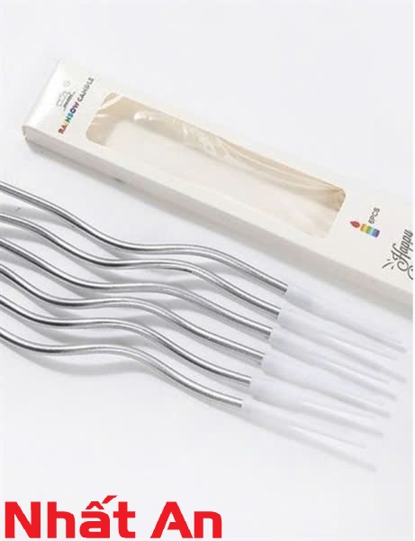 Nến xoắn dài nhũ bạc 15.5cm