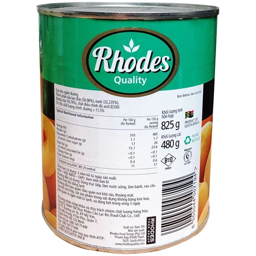 Đào ngâm Rhodes (825gr)