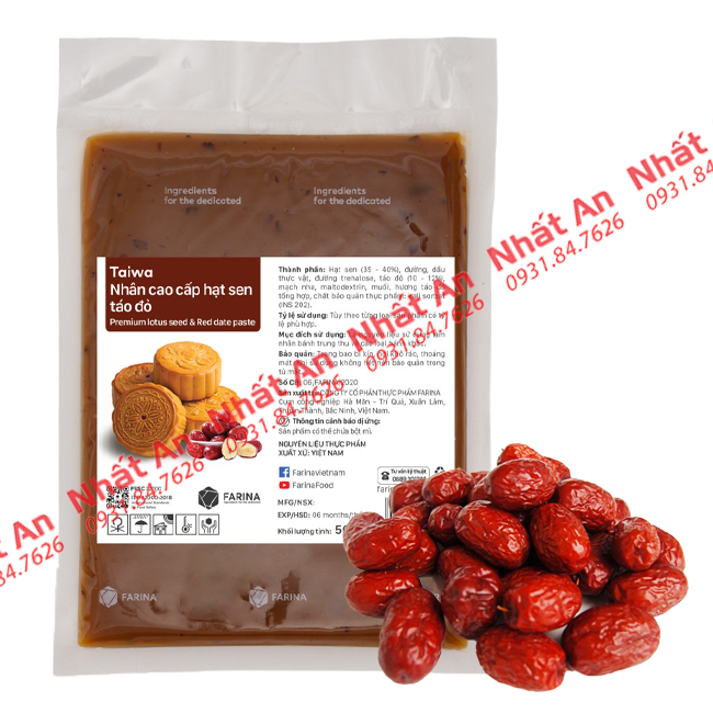 Nhân trung thu hạt sen táo đỏ cao cấp Taiwa Farina 500gr