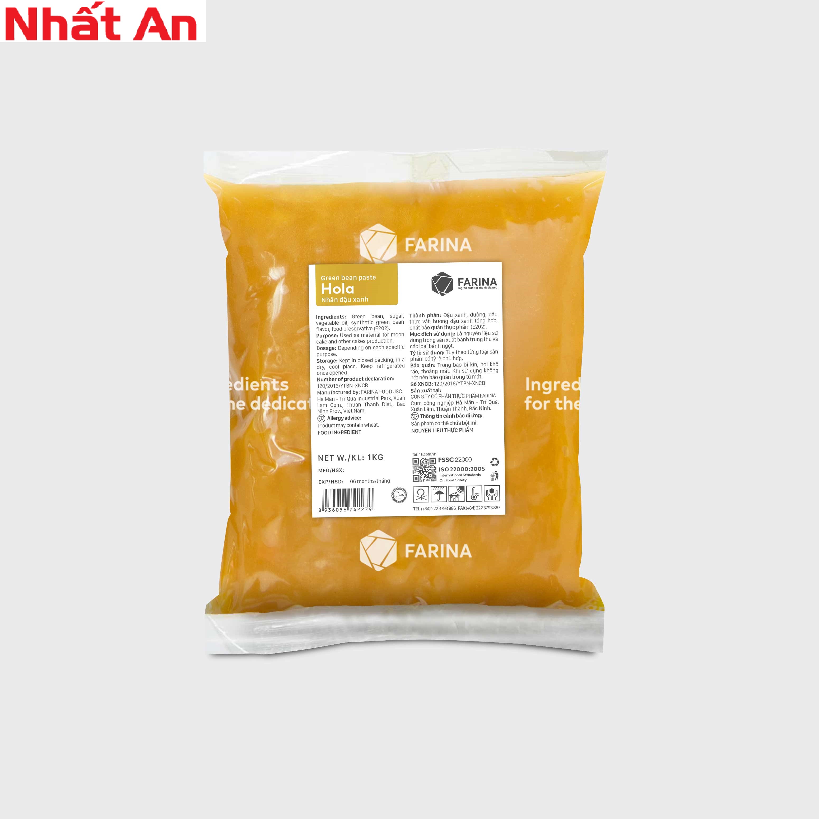 Nhân trung thu đậu xanh HOLA FARINA 1kg