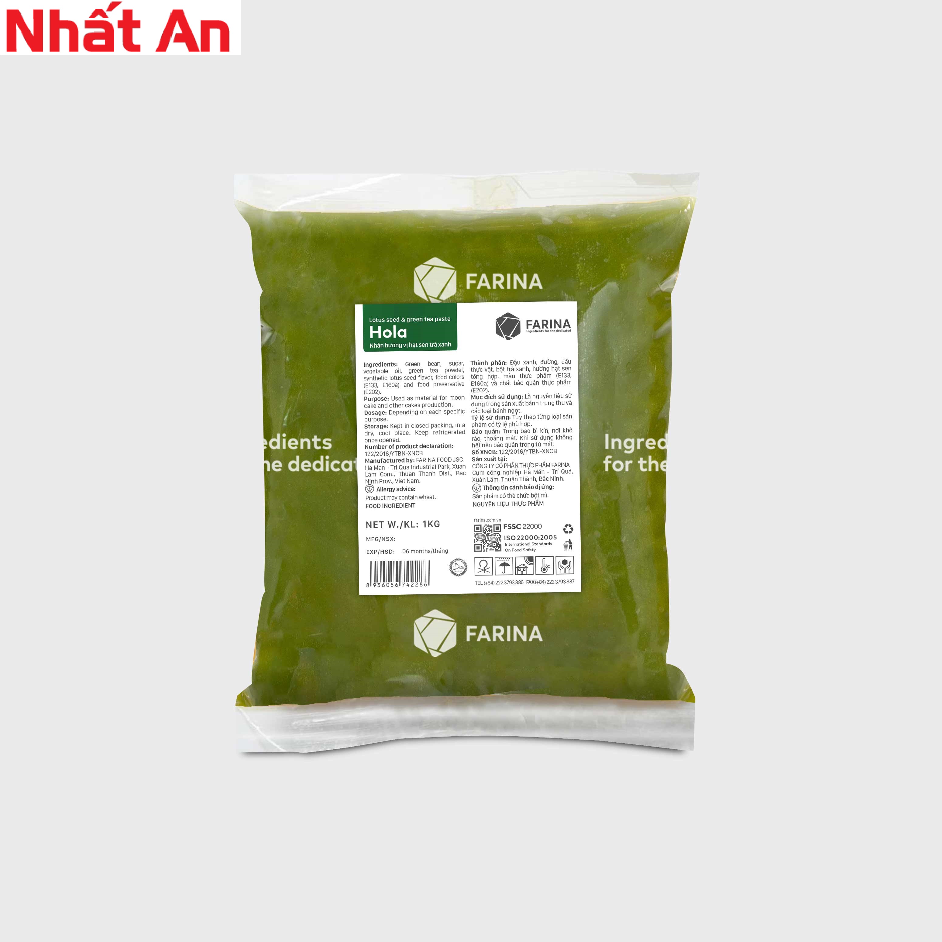 Nhân trung thu trà xanh HOLA FARINA 1kg