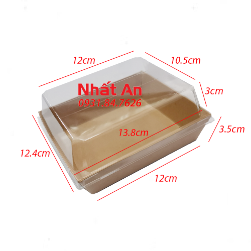 Hộp kraft nắp nhựa trong hình chữ nhật E1413