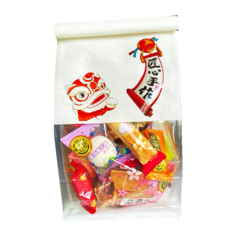 Túi dây gài màu trắng họa tiết múa lân-Size lớn