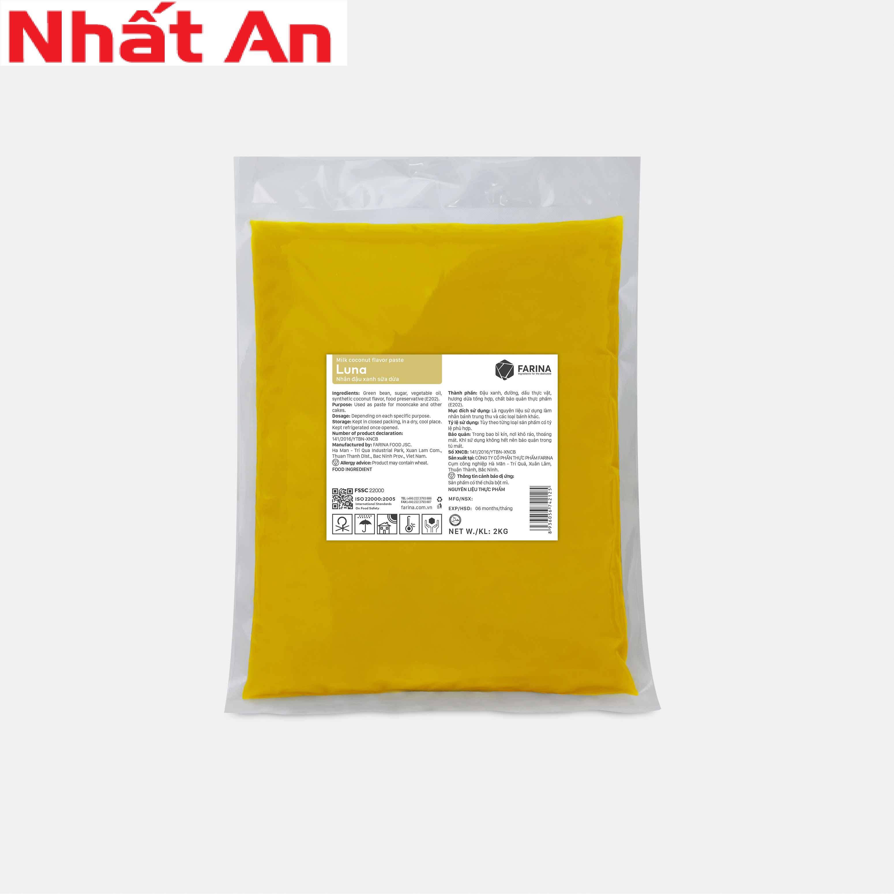 Nhân trung thu đậu xanh sữa dừa Luna Farina 1kg