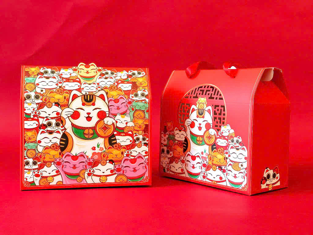Hộp Tết Mèo Vẫy Tay Kẹo Mứt - Lớn