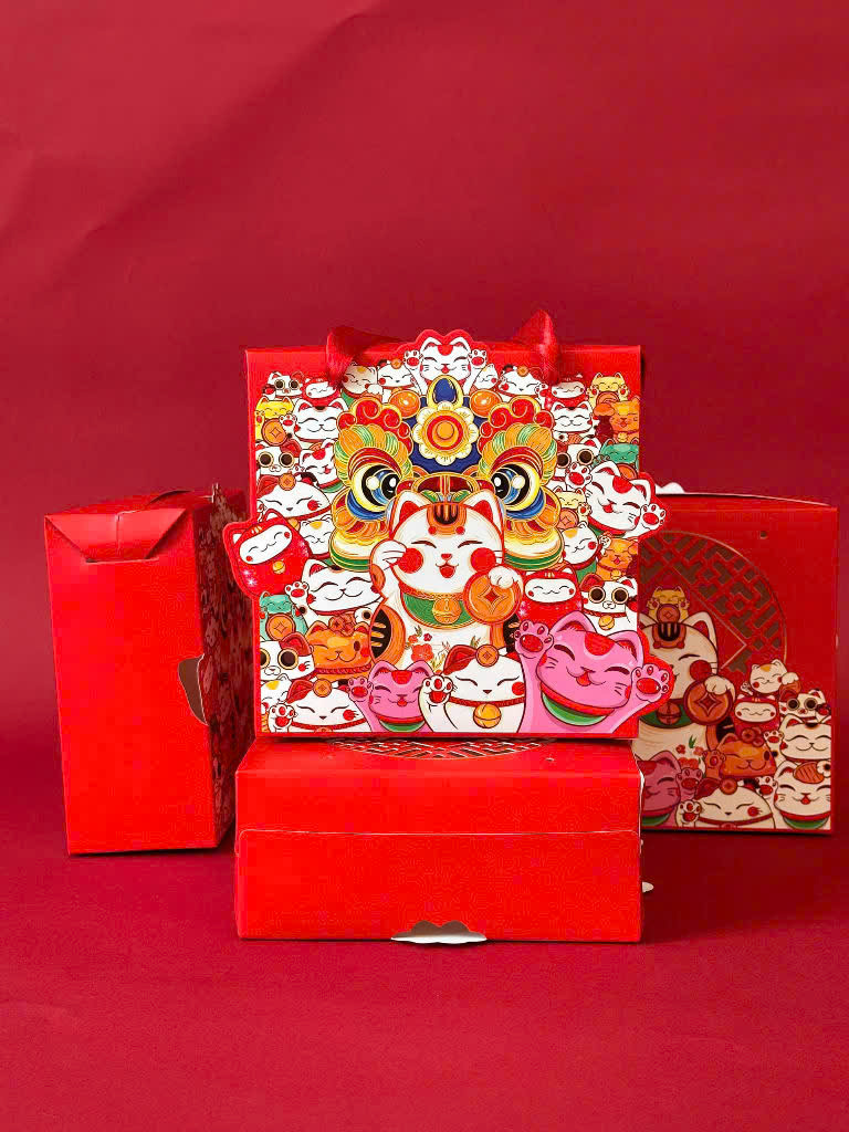 Hộp Tết Mèo Vẫy Tay - Kẹo Mứt Nhỏ