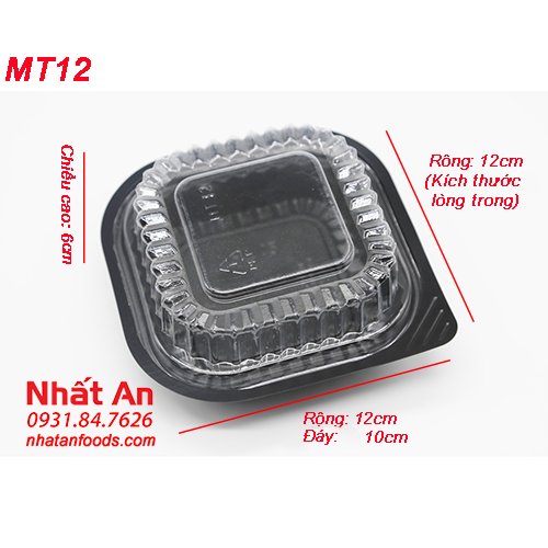 Hộp nhựa đế đen hình vuông MT12