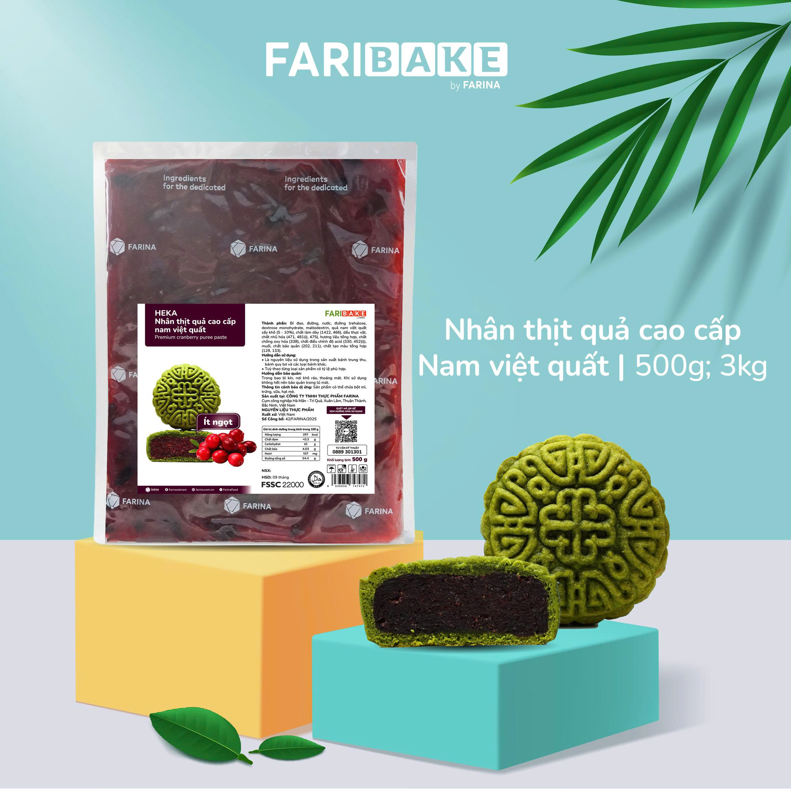 Nhân trung thu nam việt quất HEKA FARINA 500gr