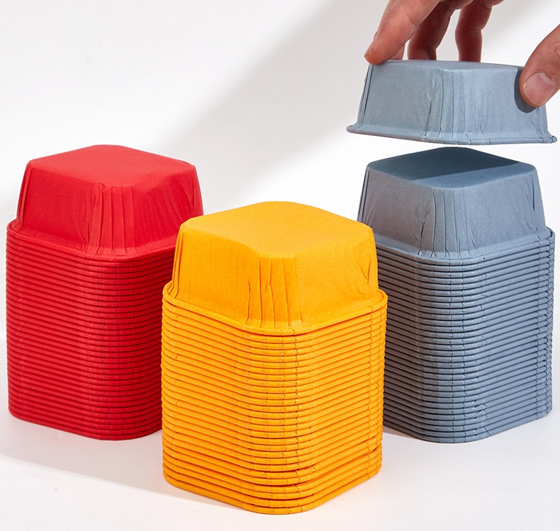 Cup giấy / chén giấy cupcake vuông màu giấy kraft 50 cái