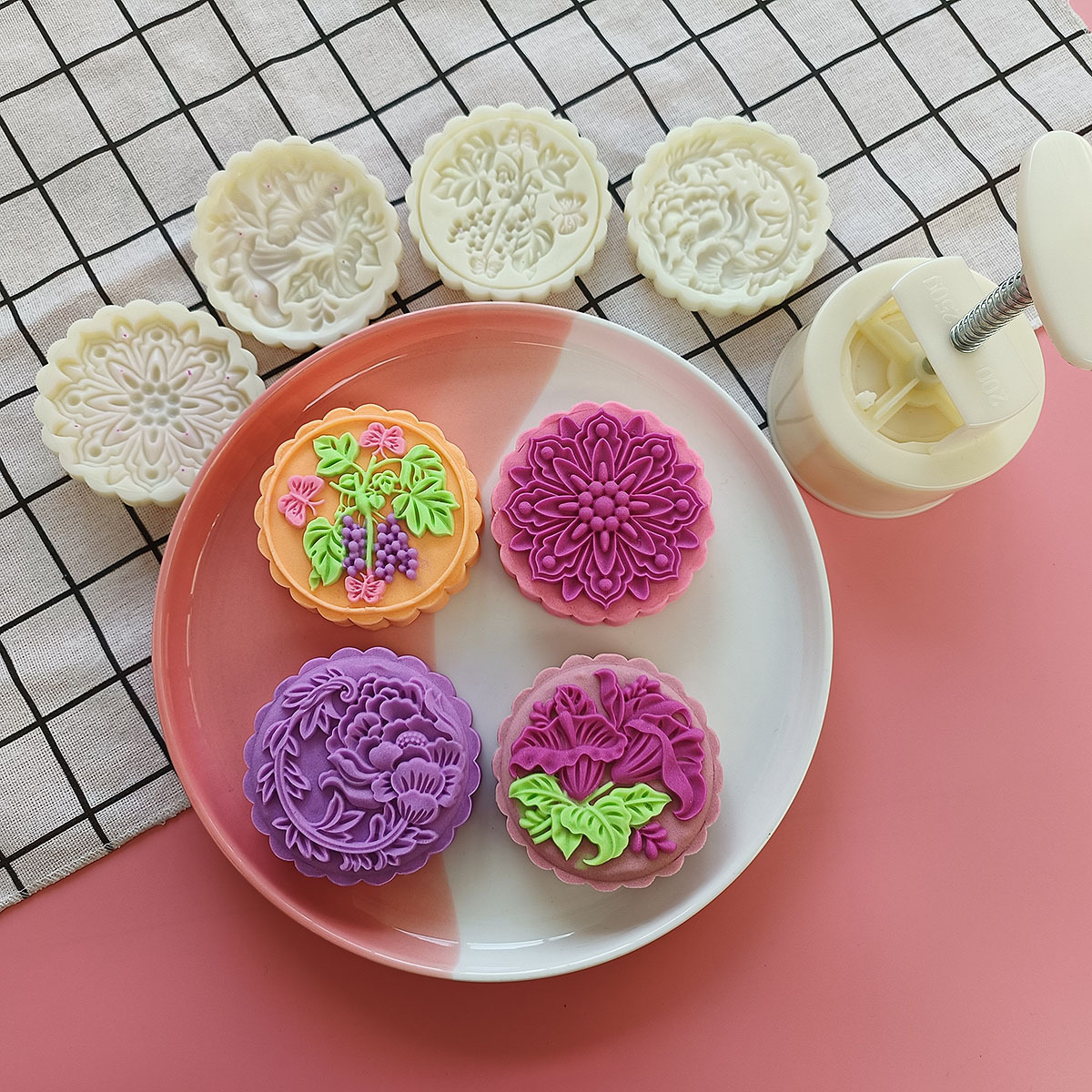 Khuôn Trung Thu 4 mặt chùm nho 200gr - 230gr