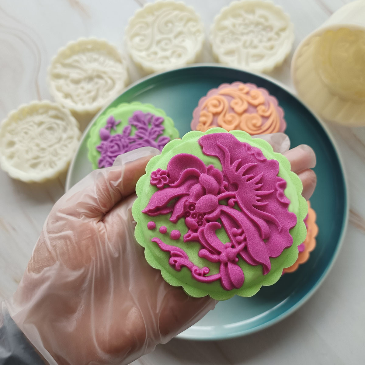 Khuôn Trung Thu 4 mặt Hoa Hồng Mây 200gr - 230gr