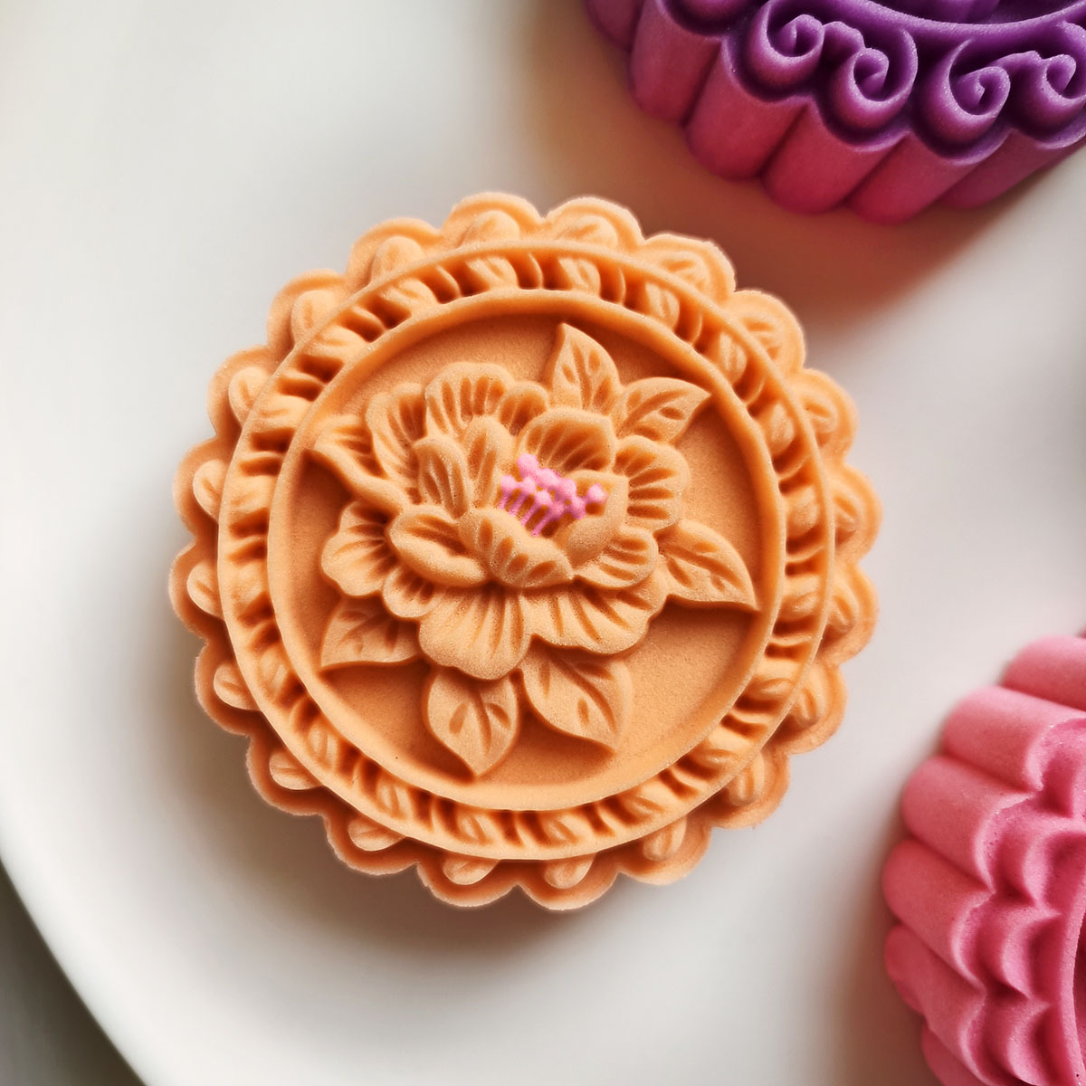 Khuôn Trung Thu 4 mặt cánh đồng hoa 3D 125gr