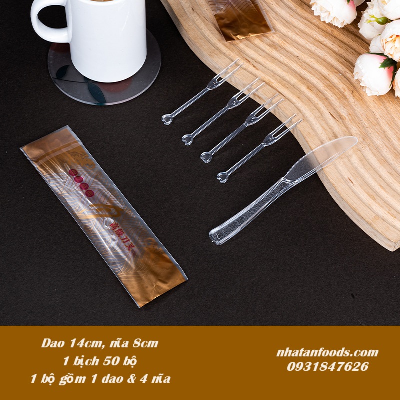 Bộ dao nĩa trung thu túi nâu