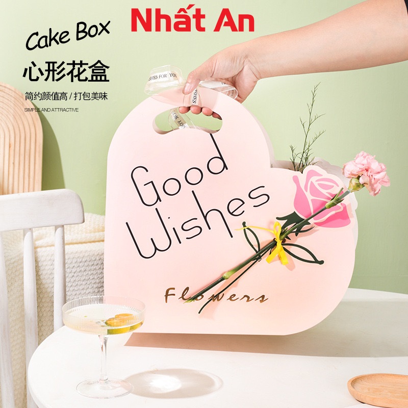 Hộp đựng bánh hoa hình trái tim màu hồng