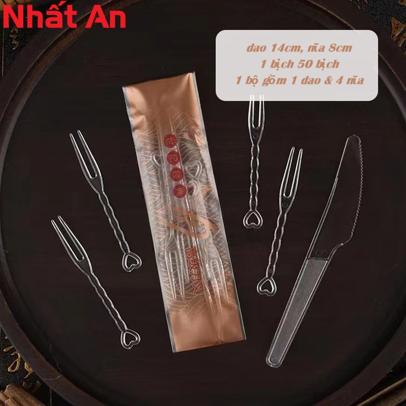 Bộ dao nĩa trung thu túi nâu