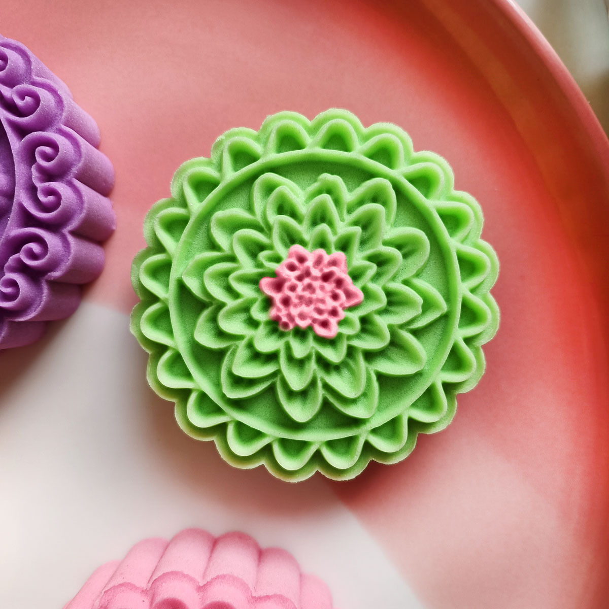 Khuôn Trung Thu 4 mặt cánh đồng hoa 3D 125gr