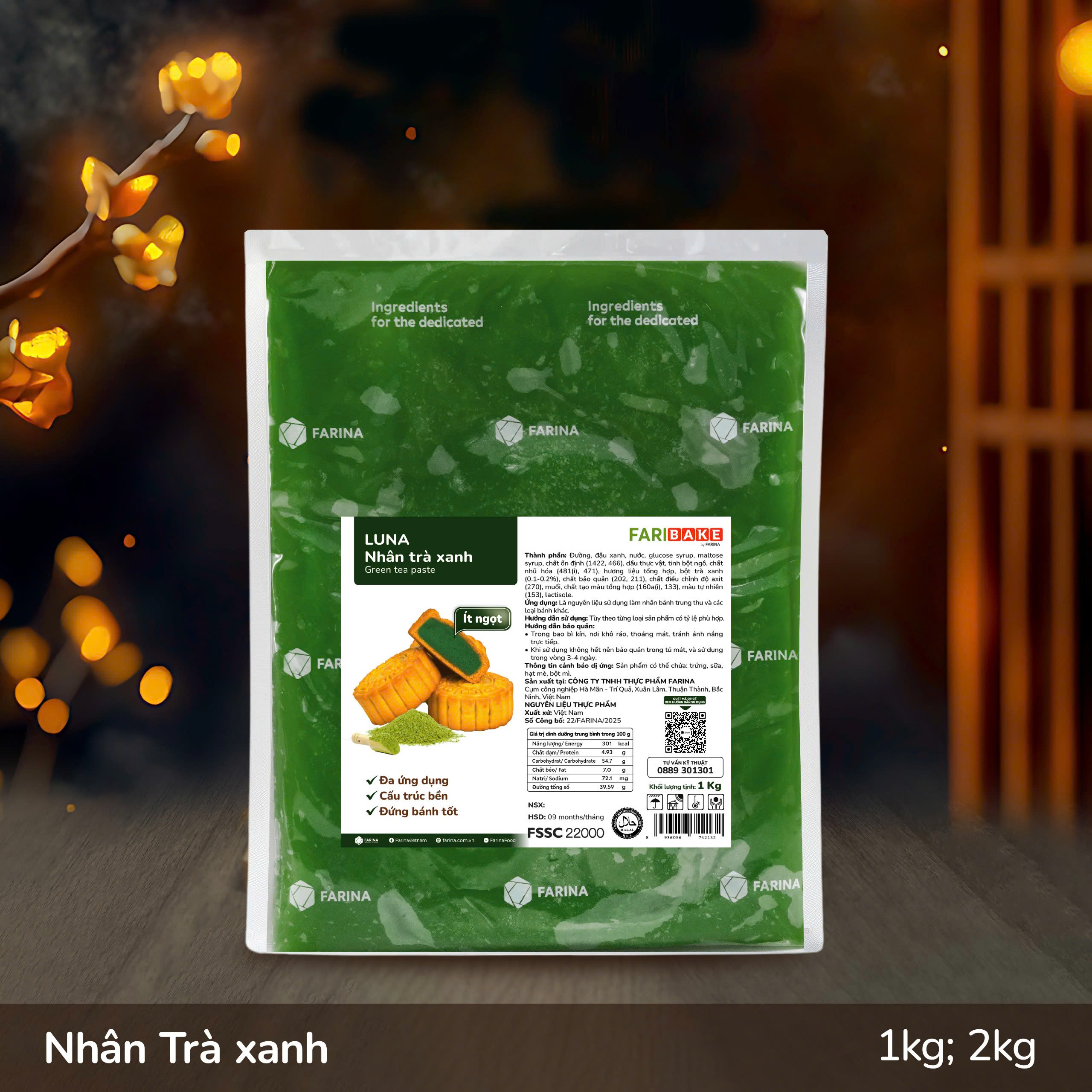 Nhân trung thu trà xanh Luna Farina 1kg