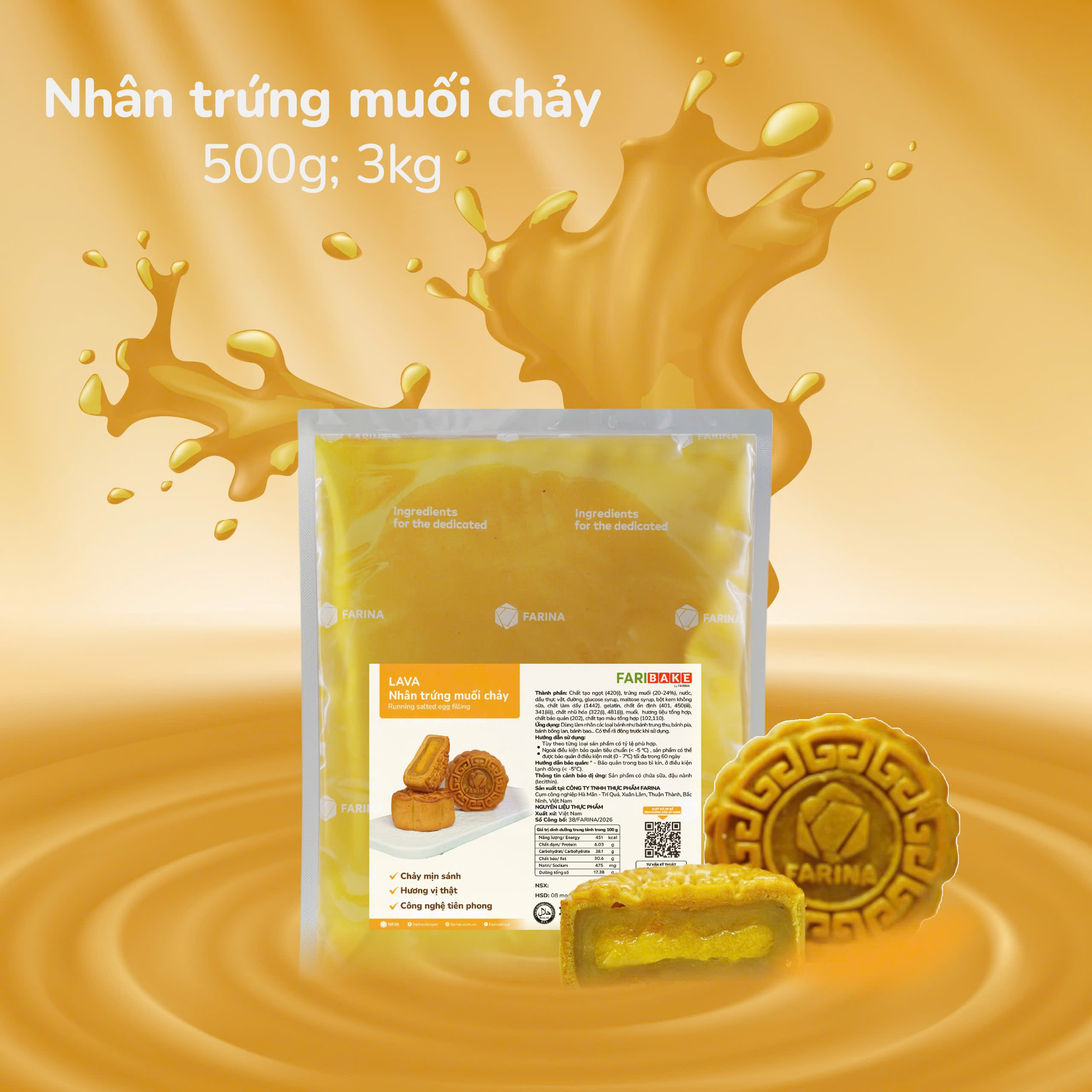 Nhân trứng muối chảy Lava Farina 500gr