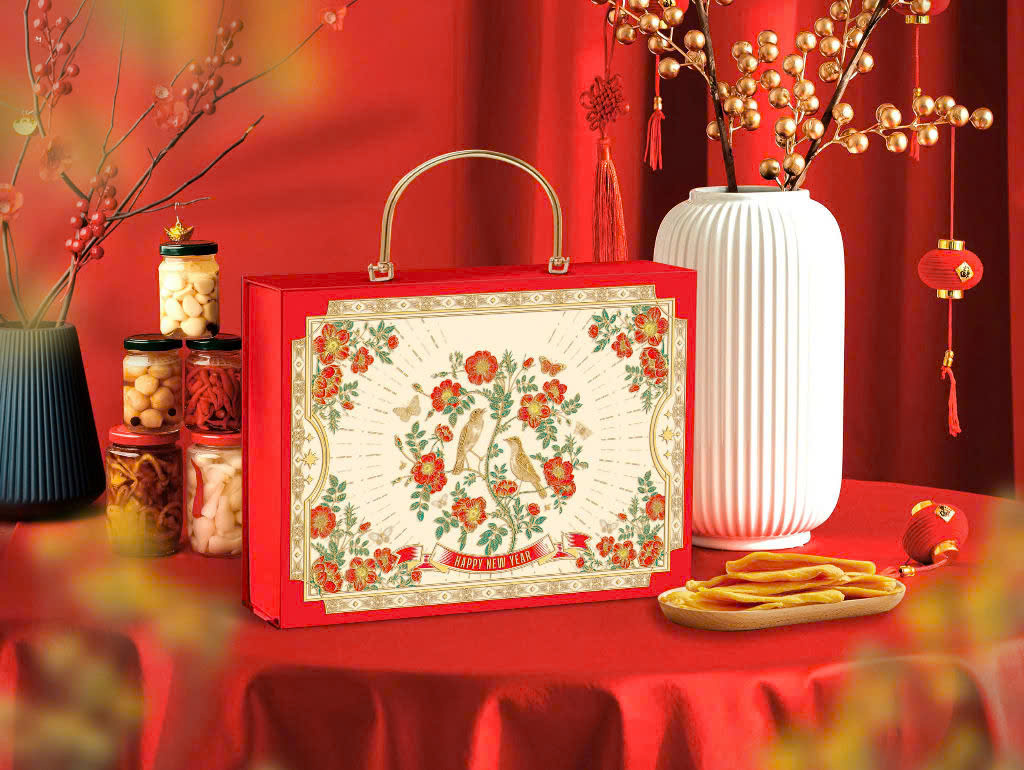 Hộp Tết Trường Xuân Đỏ