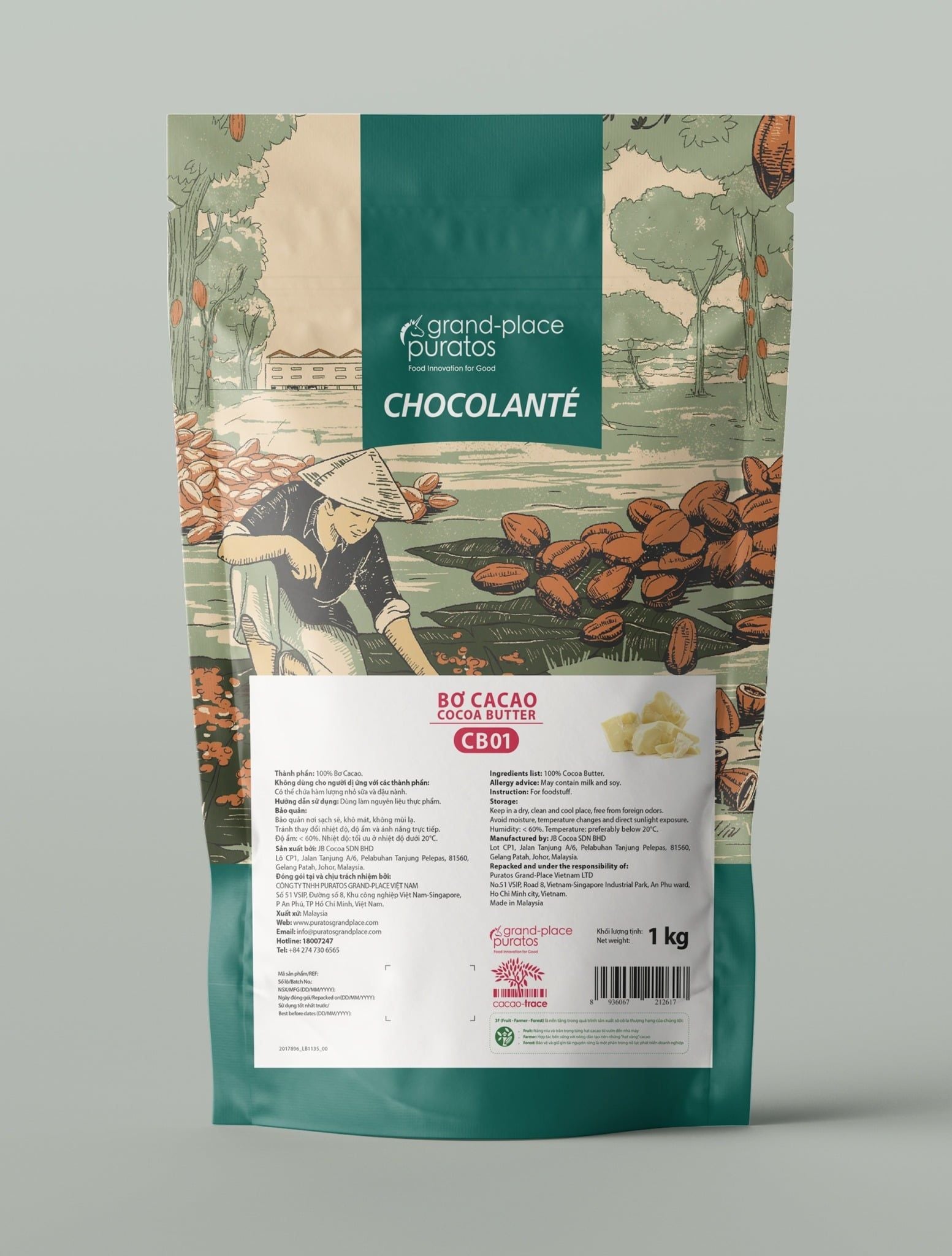 Bơ cacao Puratos 1kg / Cocoa butter Puratos 1kg