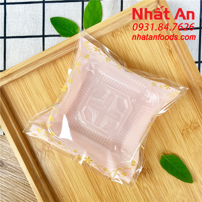 Túi dán đựng bánh trung thu / cookies Viền Hoa 12x12cm - 100 cái