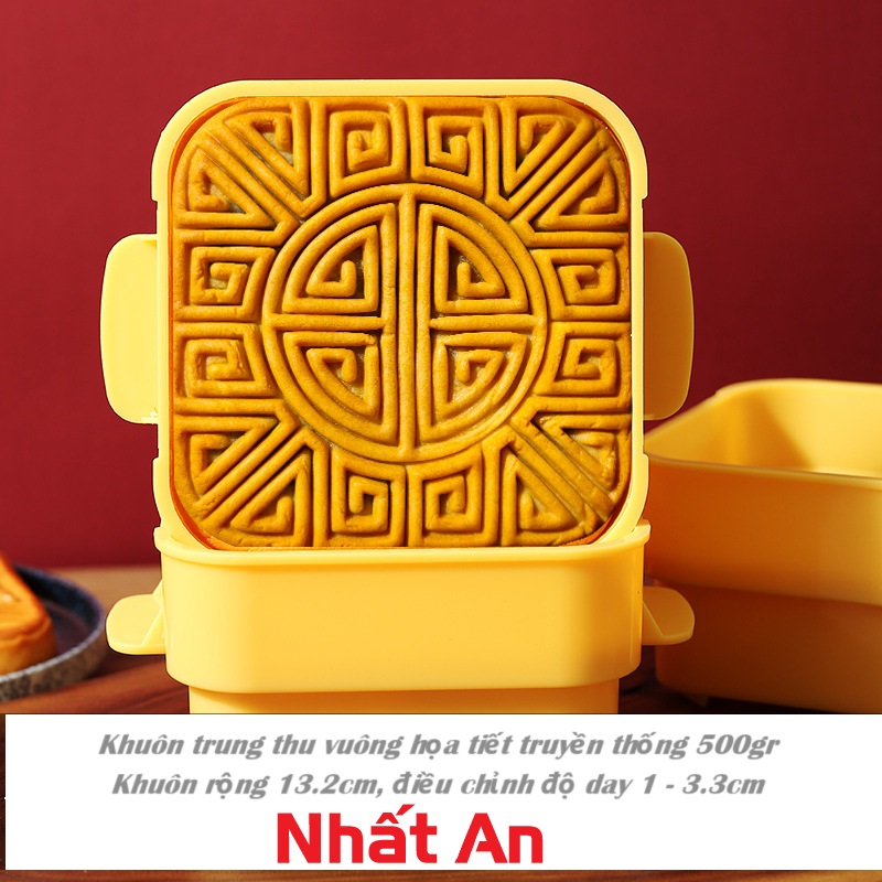 Khuôn trung thu vuông họa tiết truyền thống 500gr