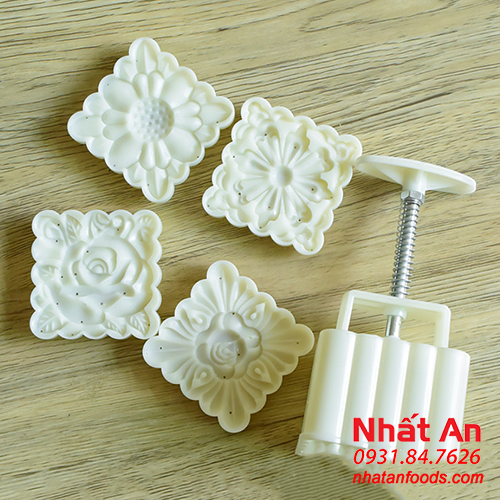 Khuôn trung thu 4 mặt Hoa hồng vuông 150gr - 180gr