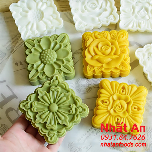 Khuôn trung thu 4 mặt Hoa hồng vuông 150gr - 180gr