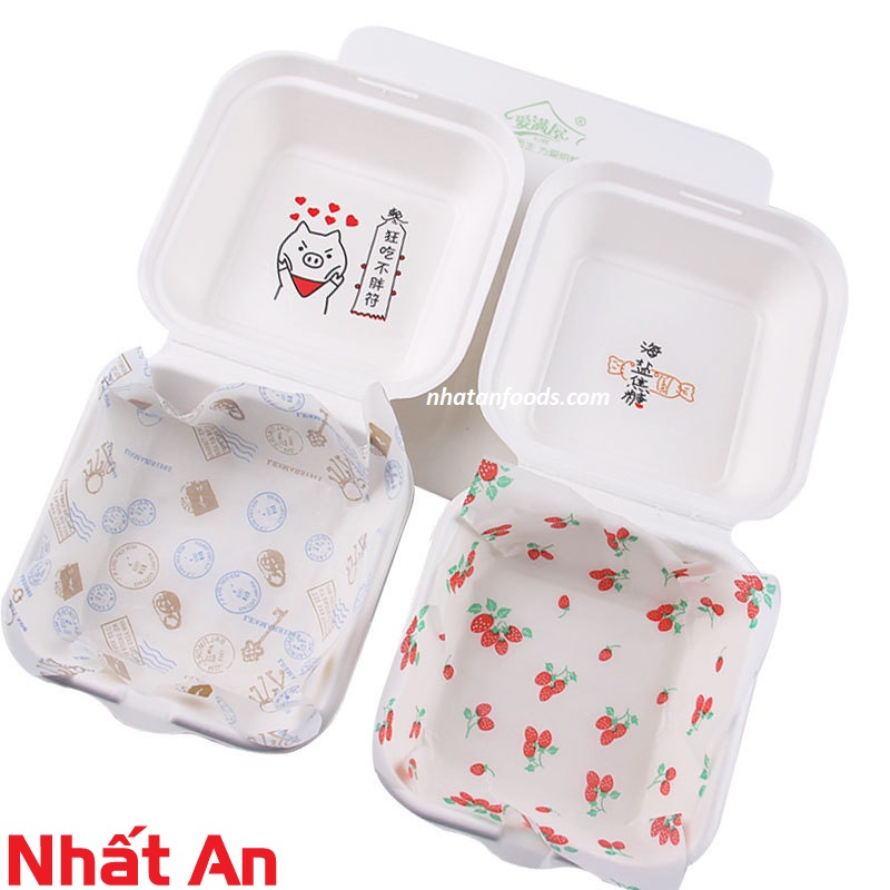 Giấy lót hộp bã mía tem bưu điện / hộp bento - 50 tờ