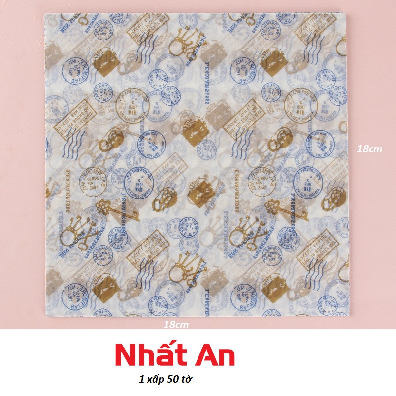 Giấy lót hộp bã mía tem bưu điện / hộp bento - 50 tờ