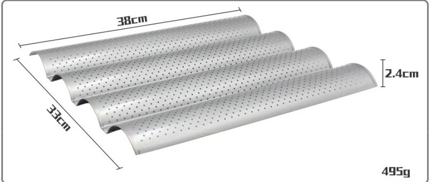 Khay nướng bánh mì baguette 4 rãnh màu bạc