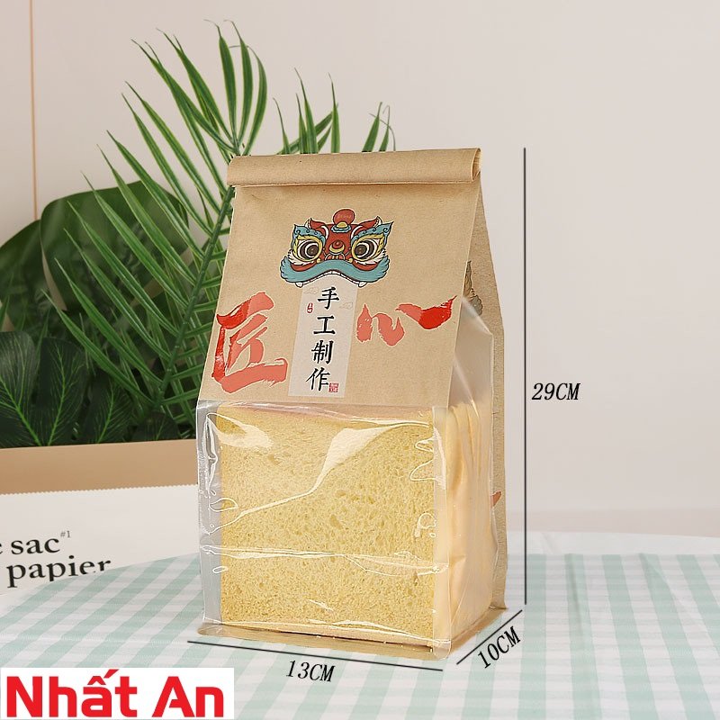 Túi dây gài giấy kraft mặt lân- Size trung