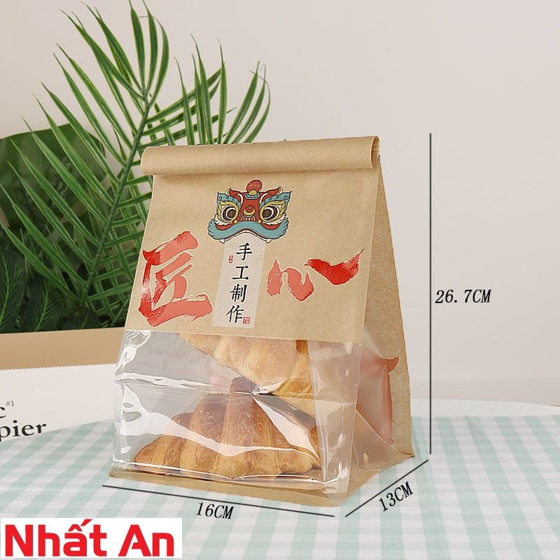 Túi dây gài giấy kraft mặt lân- Size Lớn