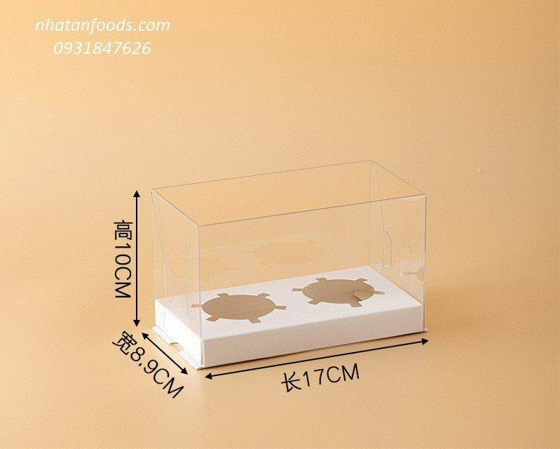 Hộp cupcake mica trong 2 bánh (1 - 50 - 100 hộp)